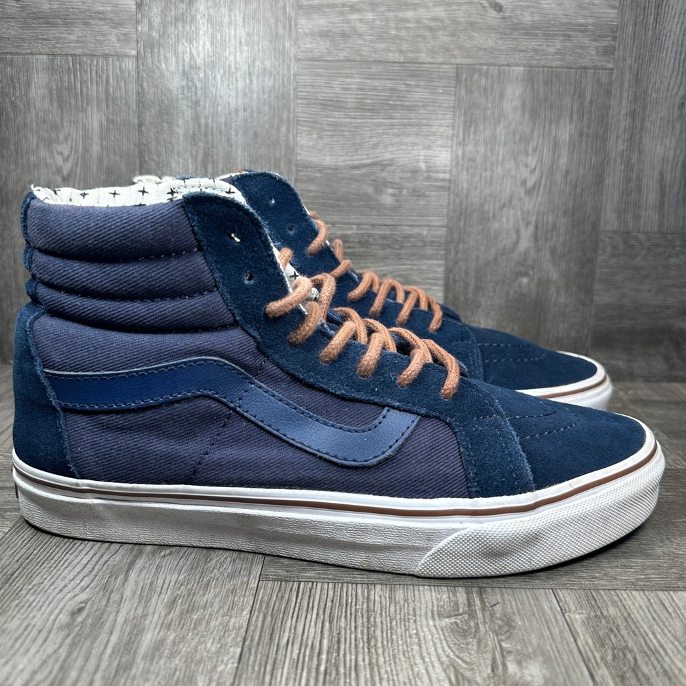 Vans Womens High Top Sneakers Size 8.5 Navy Blue Sk8-Hi Suede Canvas Shoes - Picture 6 of 9